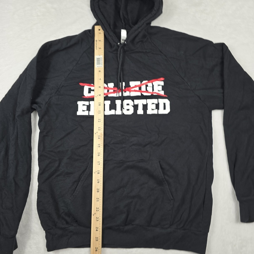 American Apparel California Fleece College Enlisted Hoodie Black Mens Large USA - Picture 3 of 6